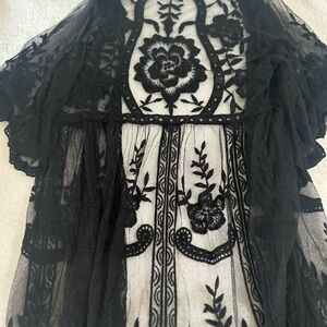 Marshalls Black and White Floral Swim Coverup